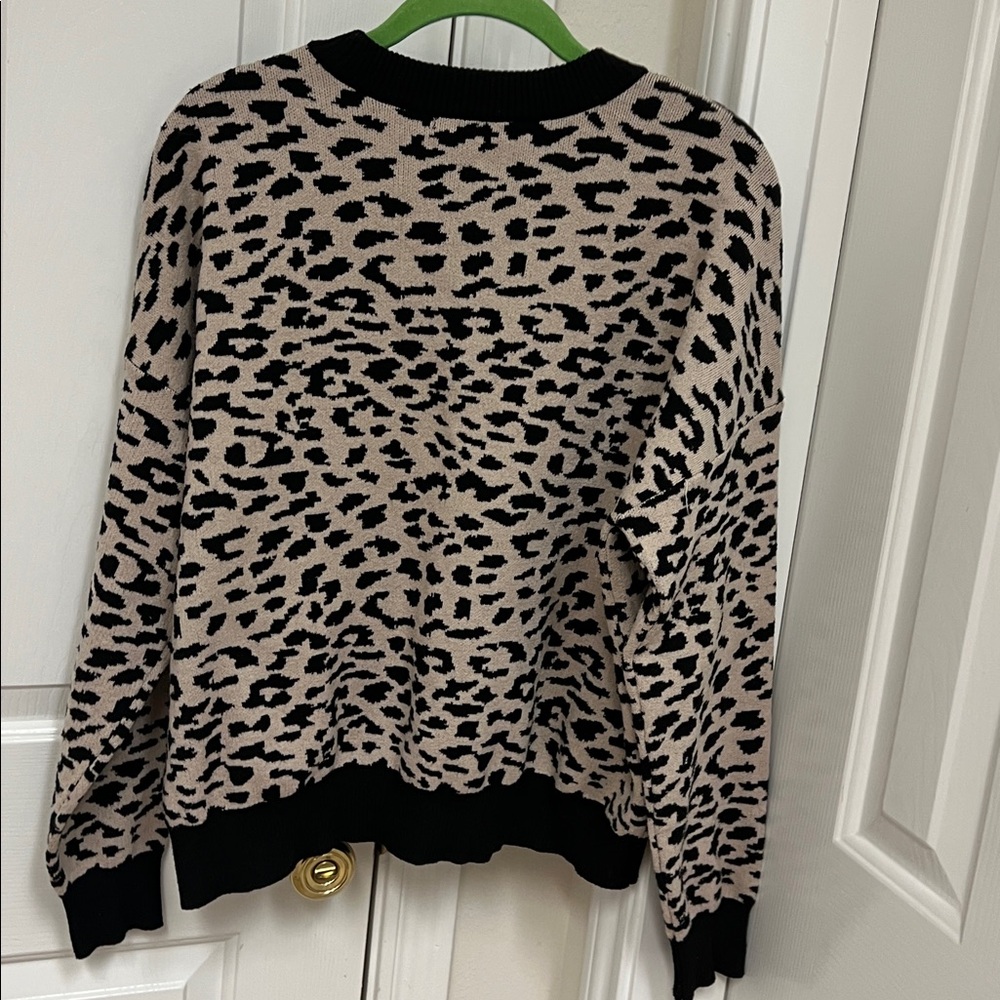T Tahari Animal Print Sweater - Black and Cream - Picture 5 of 5